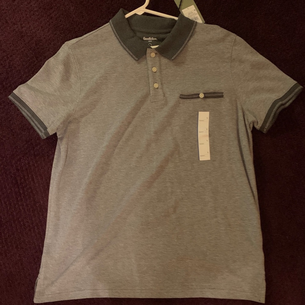 Goodfellow & Co NWT Gray Polo with Dark Trim- men’s large